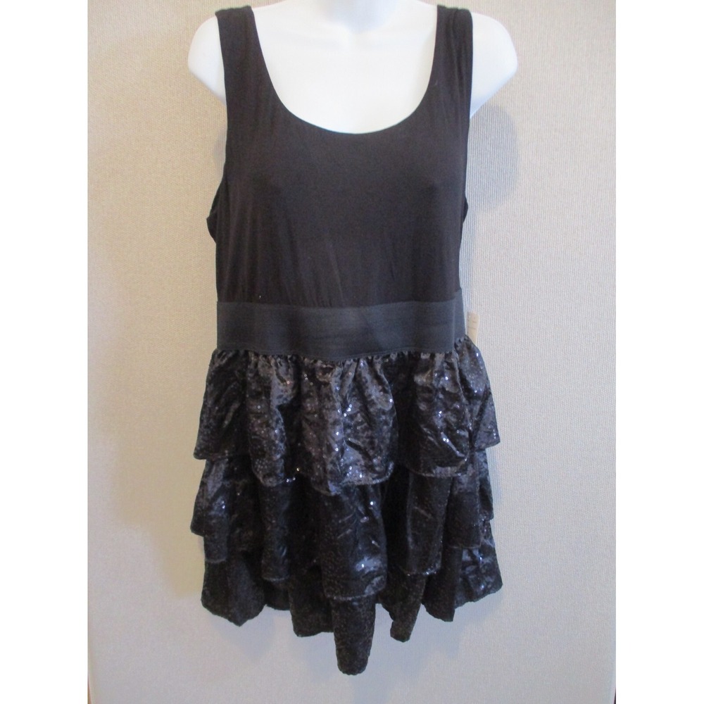Faith 21 Dress Juniors Plus Size 2X Tiered Sparkly Sequin Skirt Tank Top LBD NWT